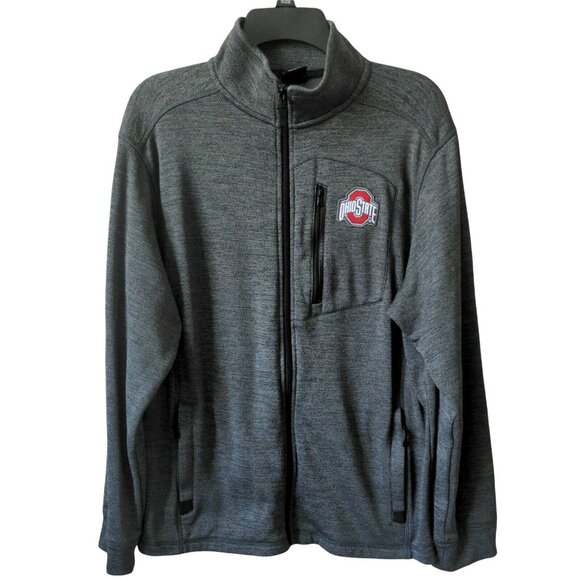 OSU Ohio State Buckeyes Full Zip Charcoal Gray Light Jacket Zip Pockets Size M - Picture 14 of 16